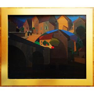 André Léveillé (1880-1962) “the Village Bridge” Pointillist And Cubist Painter, Friend Of Signac