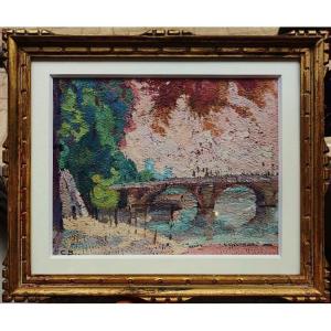 Charles Bichet (1863-1929) " Pont à Paris c.1916" Ecole de Crozant, Limoges, Jouhaud, Alluaud