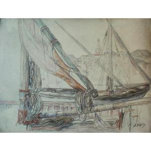 Léon Detroy (1859-1955) Mâts, cordages de bâteaux 1905. Ecole Crozant, Gargilesse, Agay, Signac