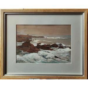 Henri Callot (1875-1956) Wild Coast, Ile d'Yeu 1934. Painter Of The Navy, Rigaud, Mestrallet