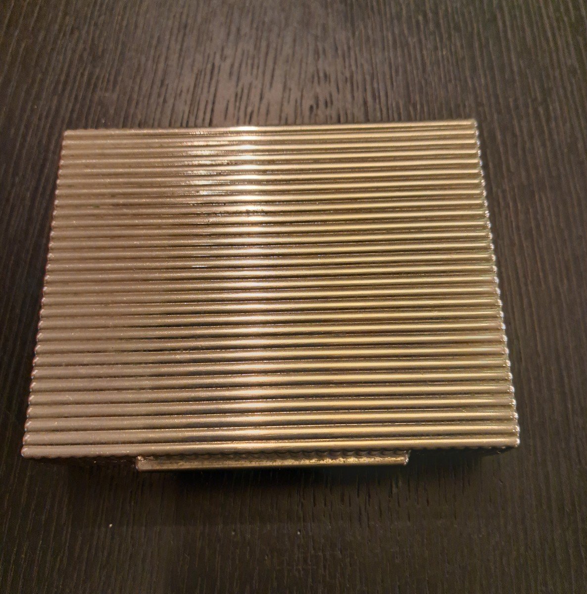 Silver Metal Cigarette Box With Grooves From The 70s-photo-2