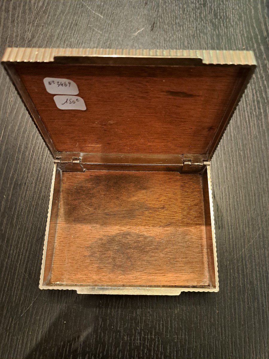 Silver Metal Cigarette Box With Grooves From The 70s-photo-3