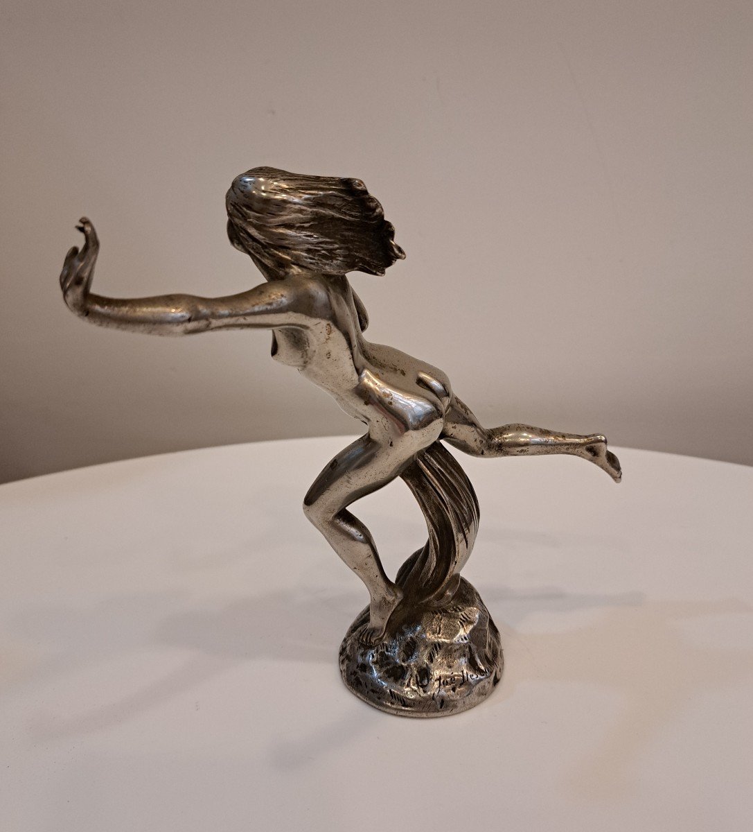 Radiator Mascot "fleeing Bacchante" By Jo Descomps For Etling-photo-2