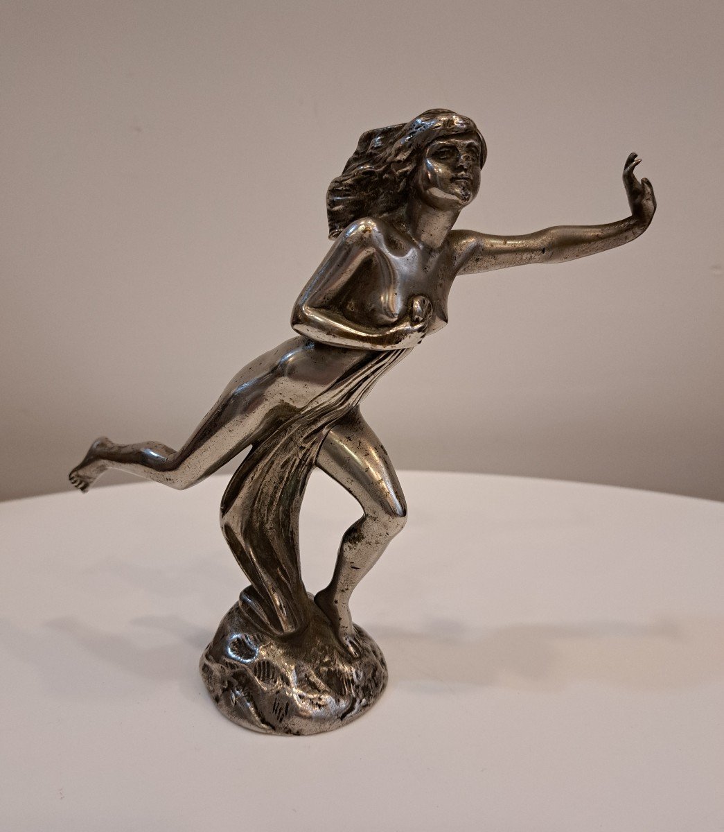 Radiator Mascot "fleeing Bacchante" By Jo Descomps For Etling