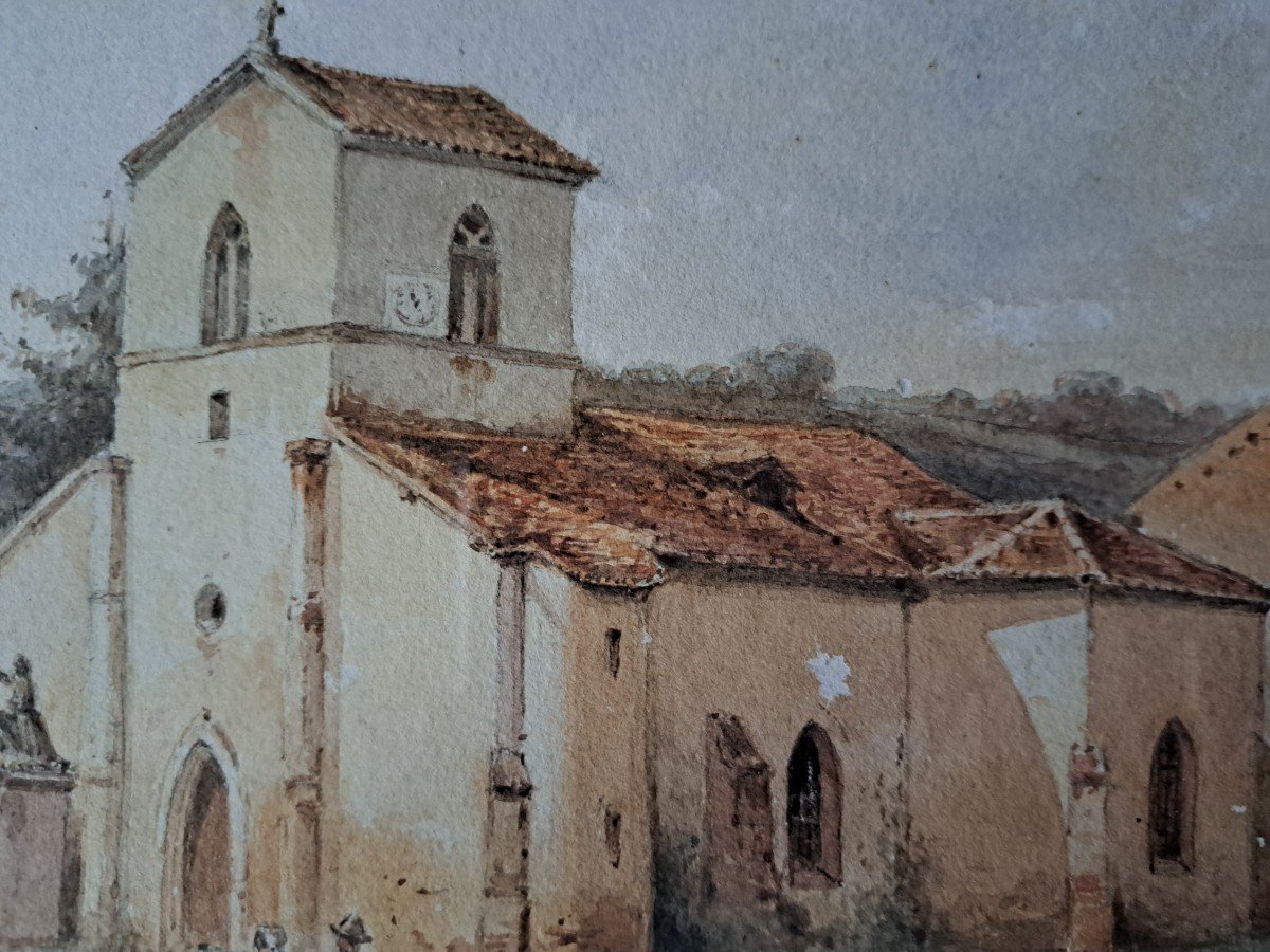 Aquarelle De Paysage Avec Chapelle De Schmidt-photo-4