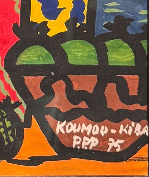 Gouache De Koumou Kibat 1975  école de Poto Poto-photo-2