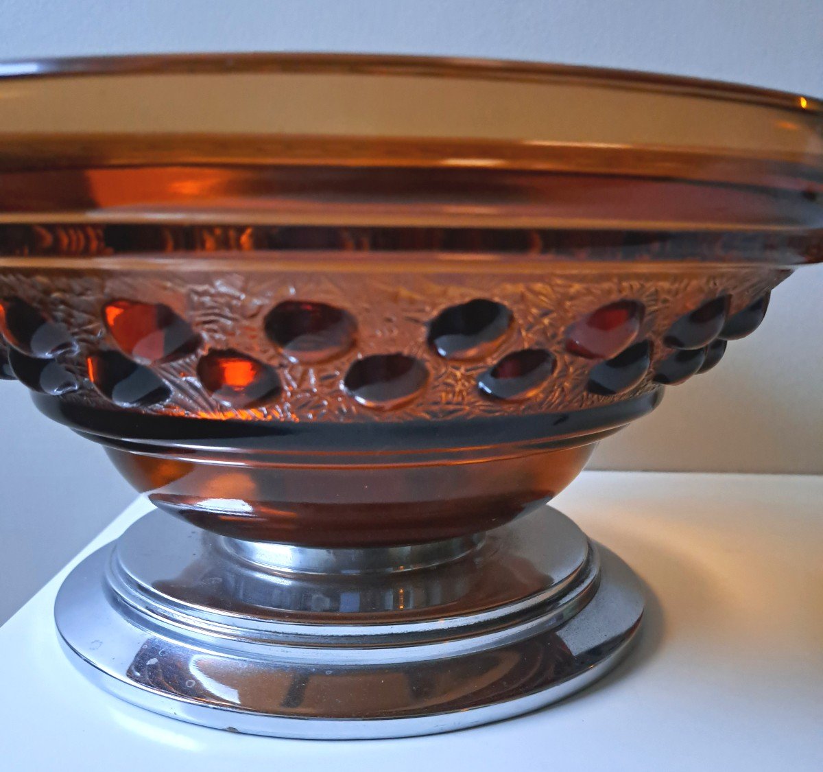 Art Deco Orange Molded Glass Cup-photo-2