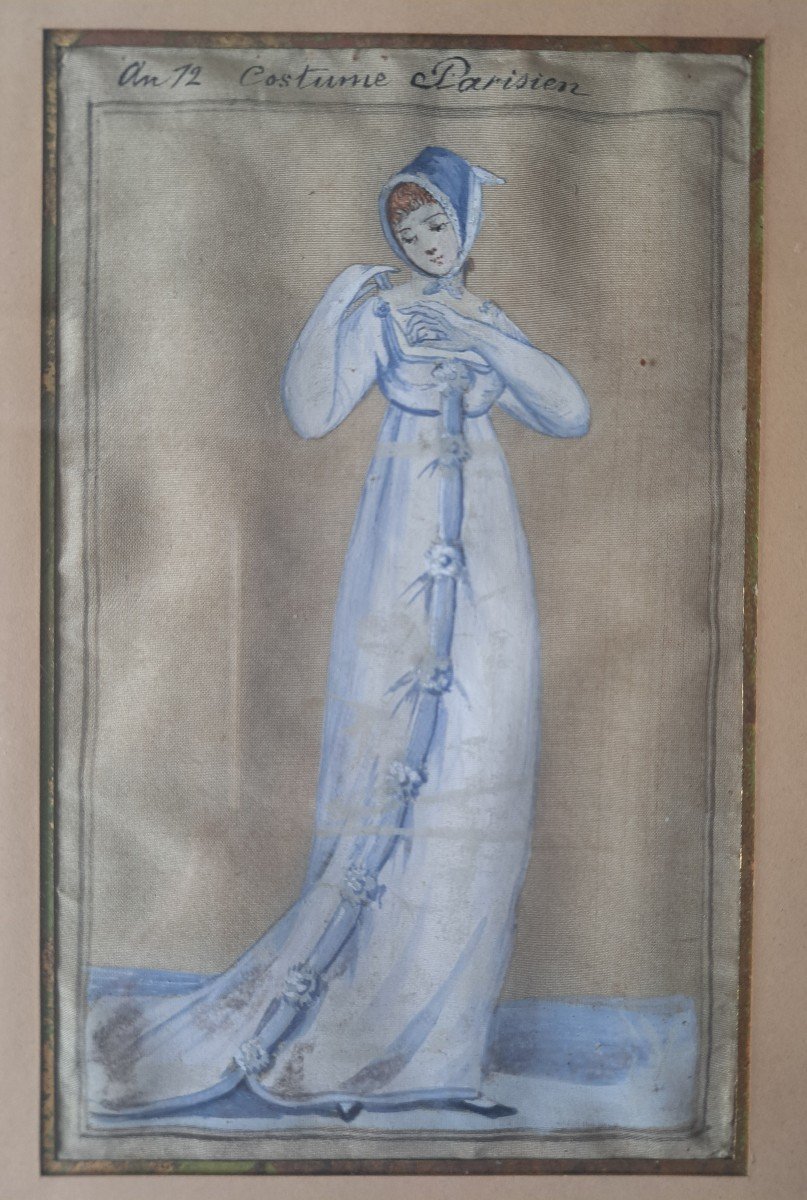 Pairs Of Fashion Drawings Of The Year 12 (1804) Gouache On Silk-photo-2