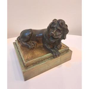 Bronze Animalier Lion Couché 