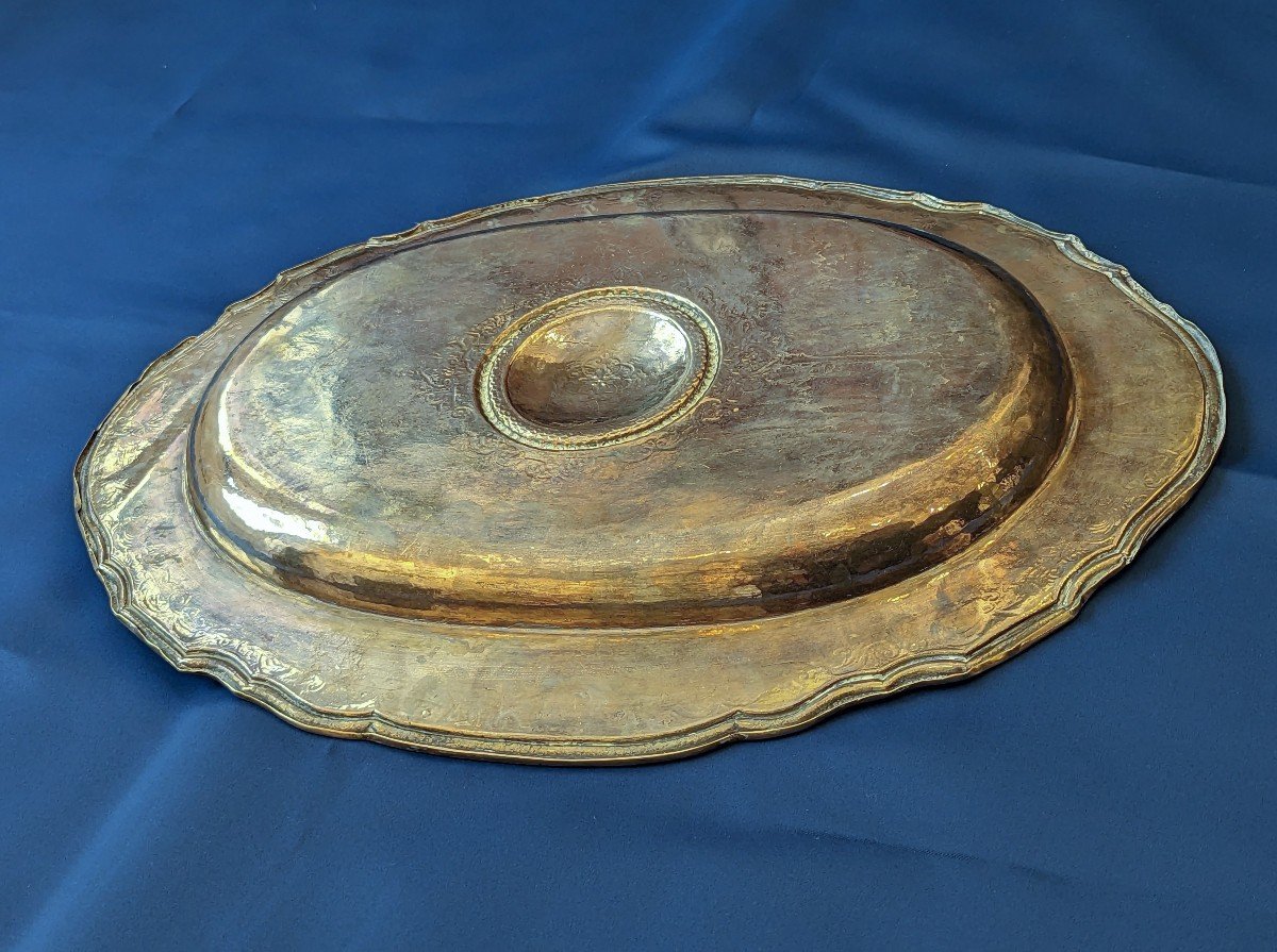 Presentation Dish In Argenté Copper, From The Early 18th Century-photo-4