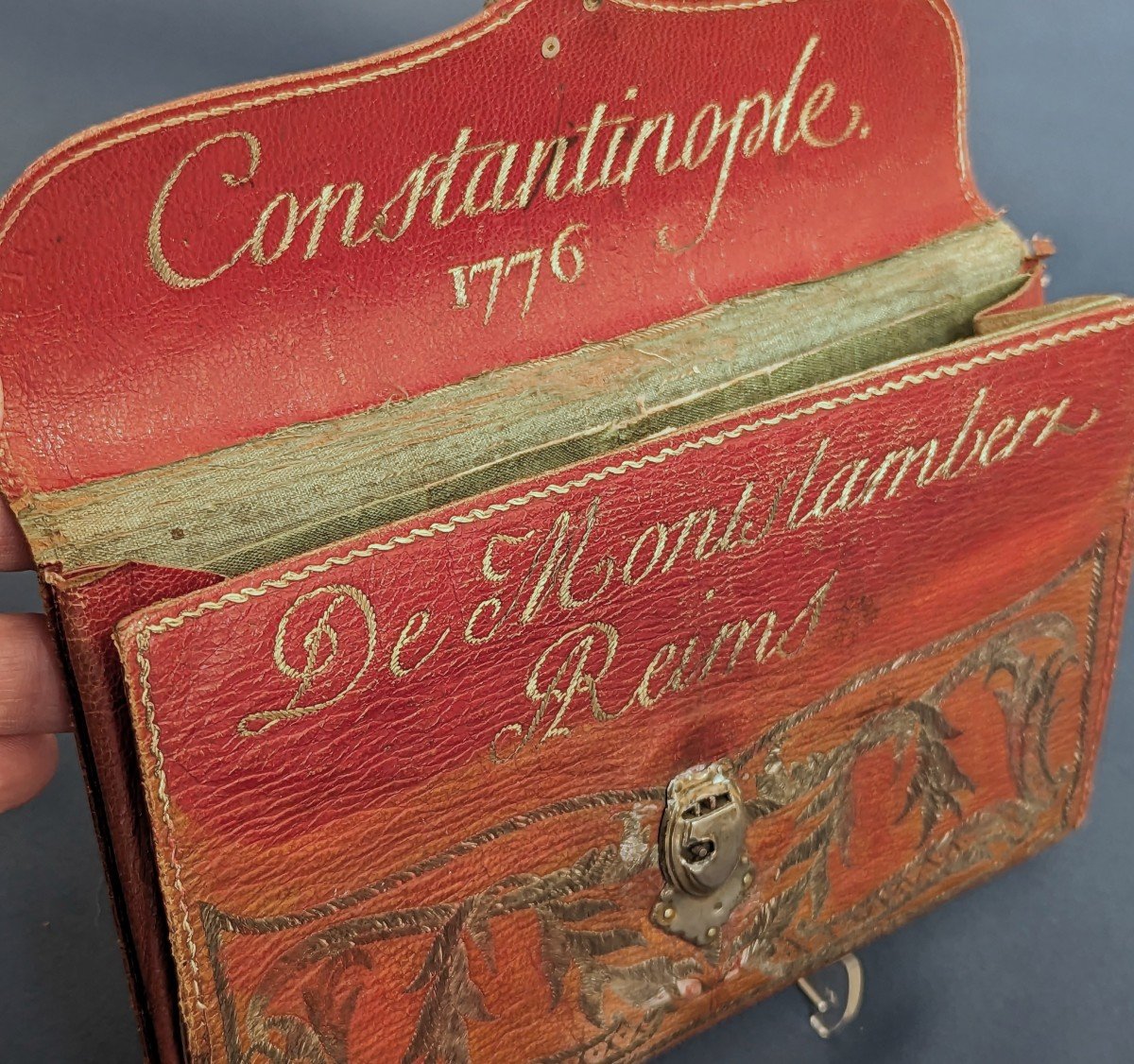 Embroidered Leather Wallet From Constantinople Of  Mr  De Montflambert, 1776