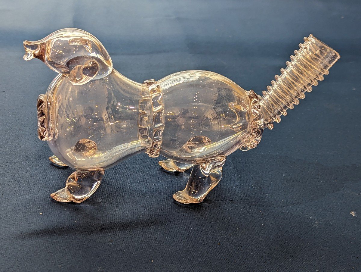 Zoomorphic Brown Glass Oil Lamp-photo-2