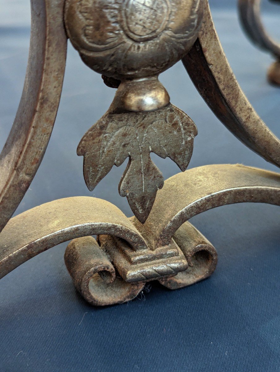 Louis XIV Period Wrought Iron Andirons-photo-2