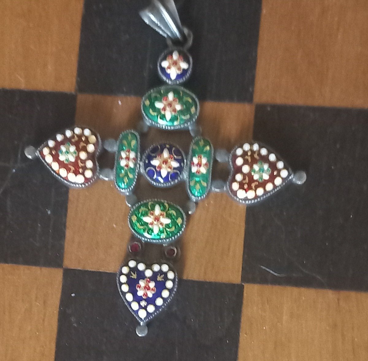 Gilt Silver Cross With Bresse Enamels