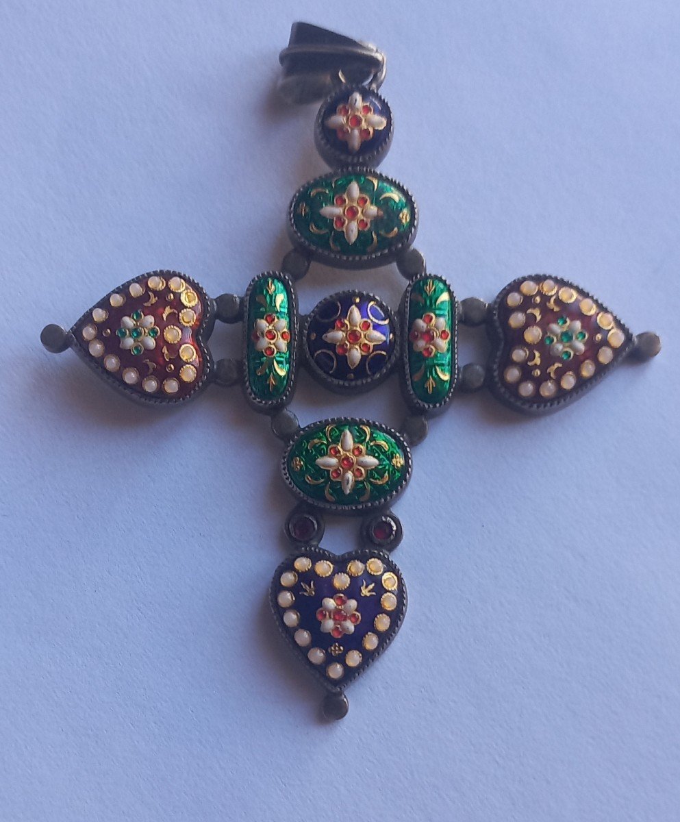 Gilt Silver Cross With Bresse Enamels