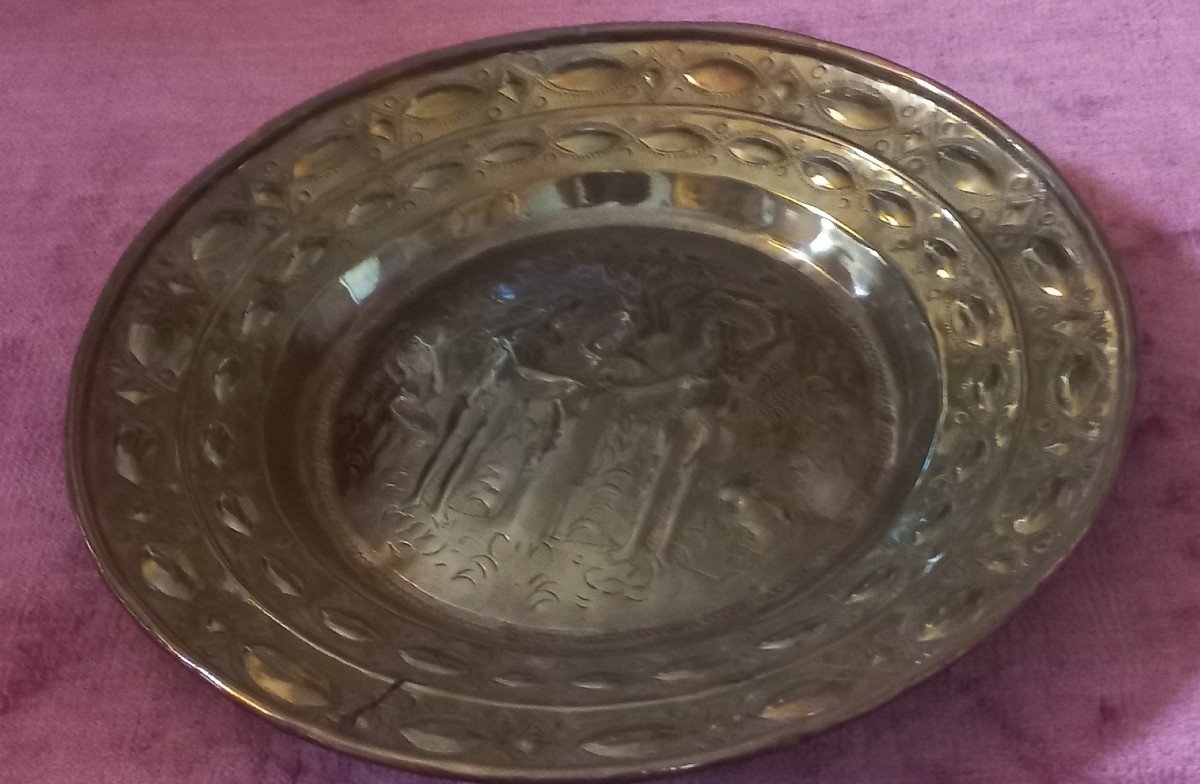 Flemish Offering Plate, With  Adam And Eve Scene For Decoration-photo-2