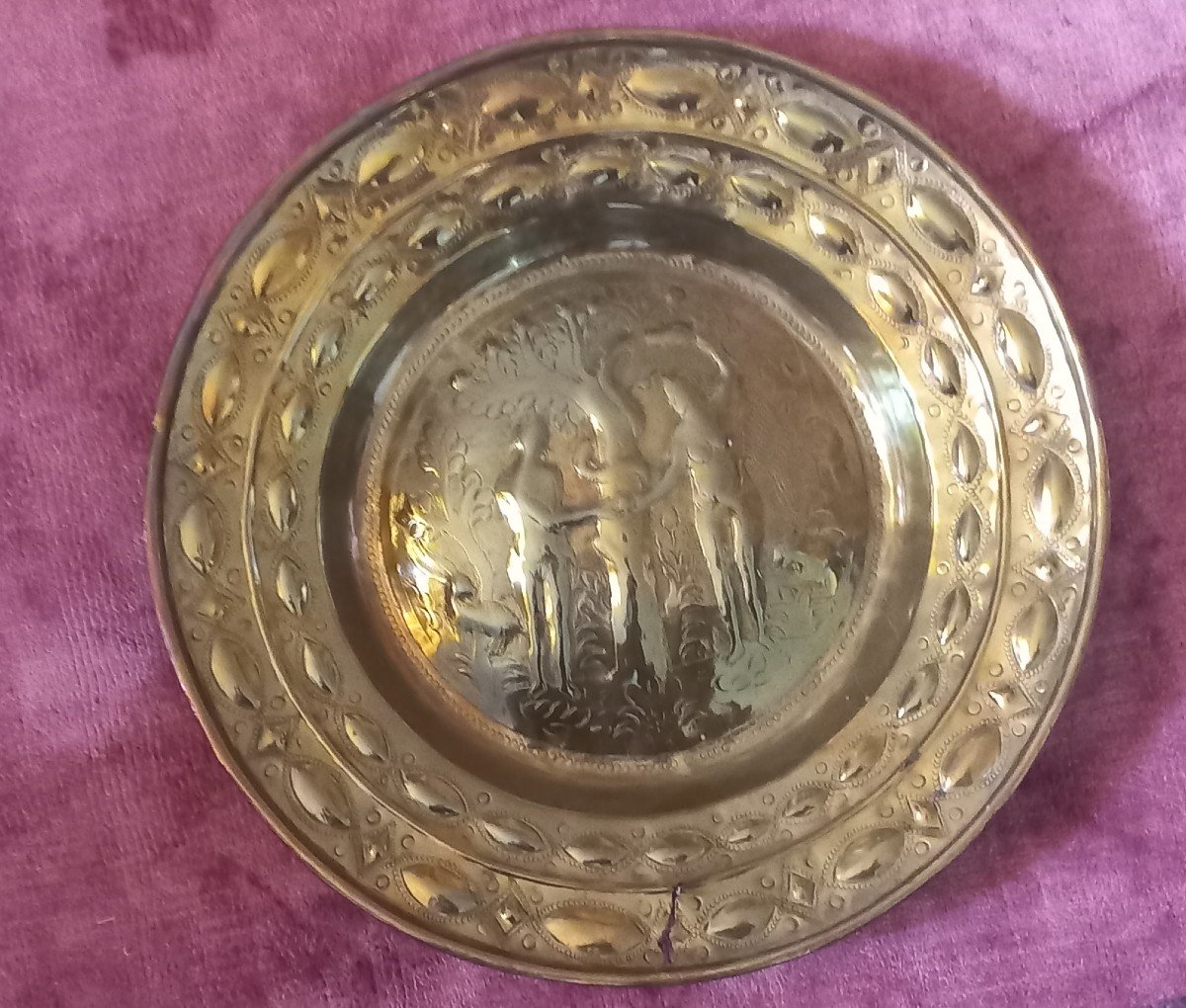 Flemish Offering Plate, With  Adam And Eve Scene For Decoration-photo-3