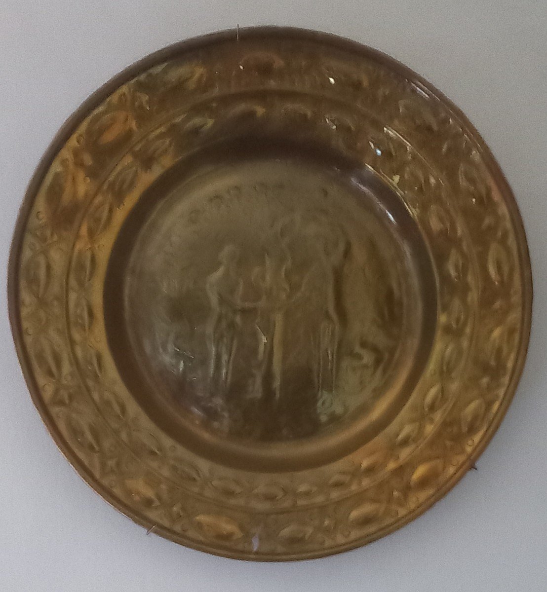 Flemish Offering Plate, With  Adam And Eve Scene For Decoration-photo-3