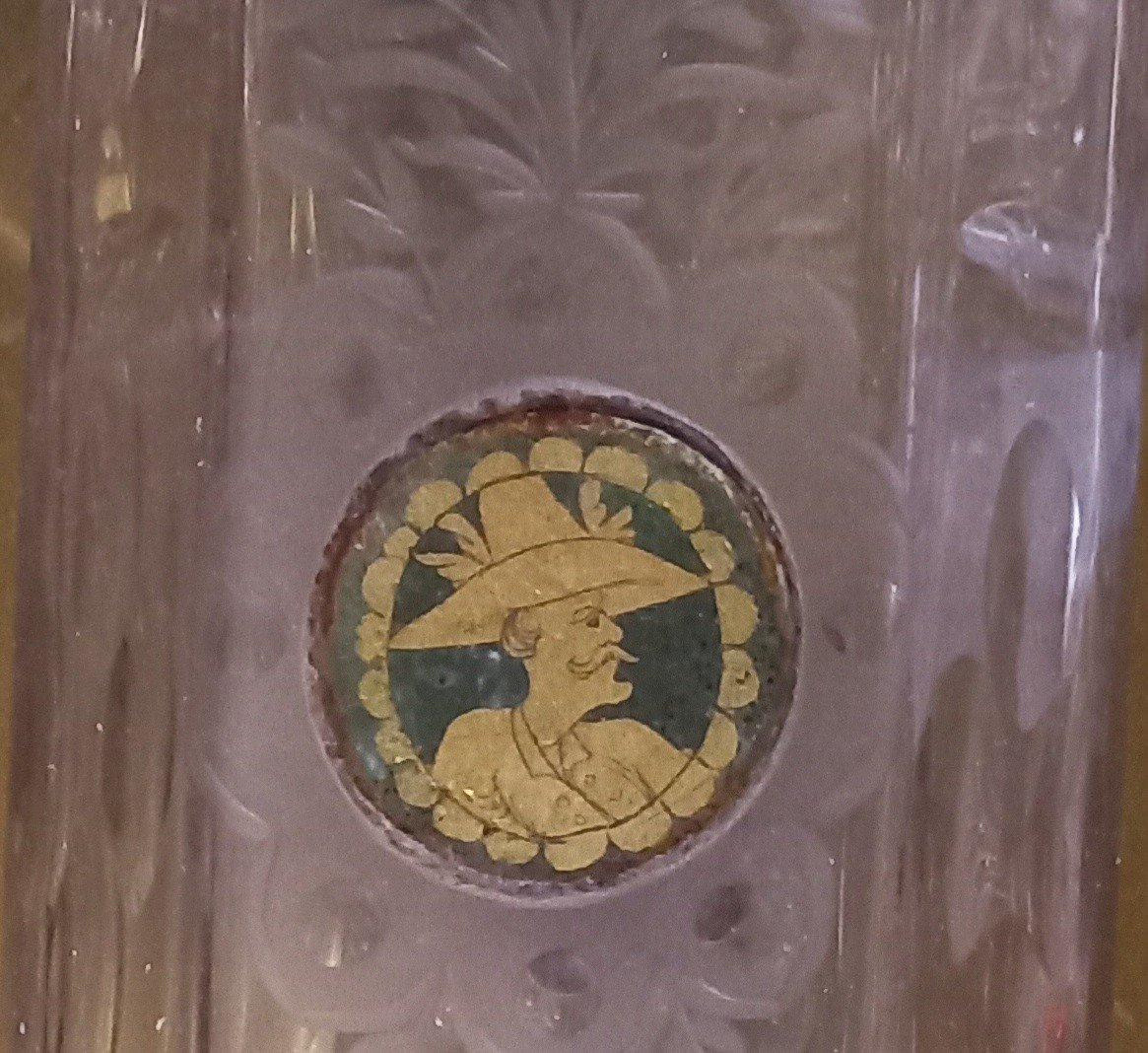 Glass Bottle  With 2 Eglomisés Medalions-photo-1