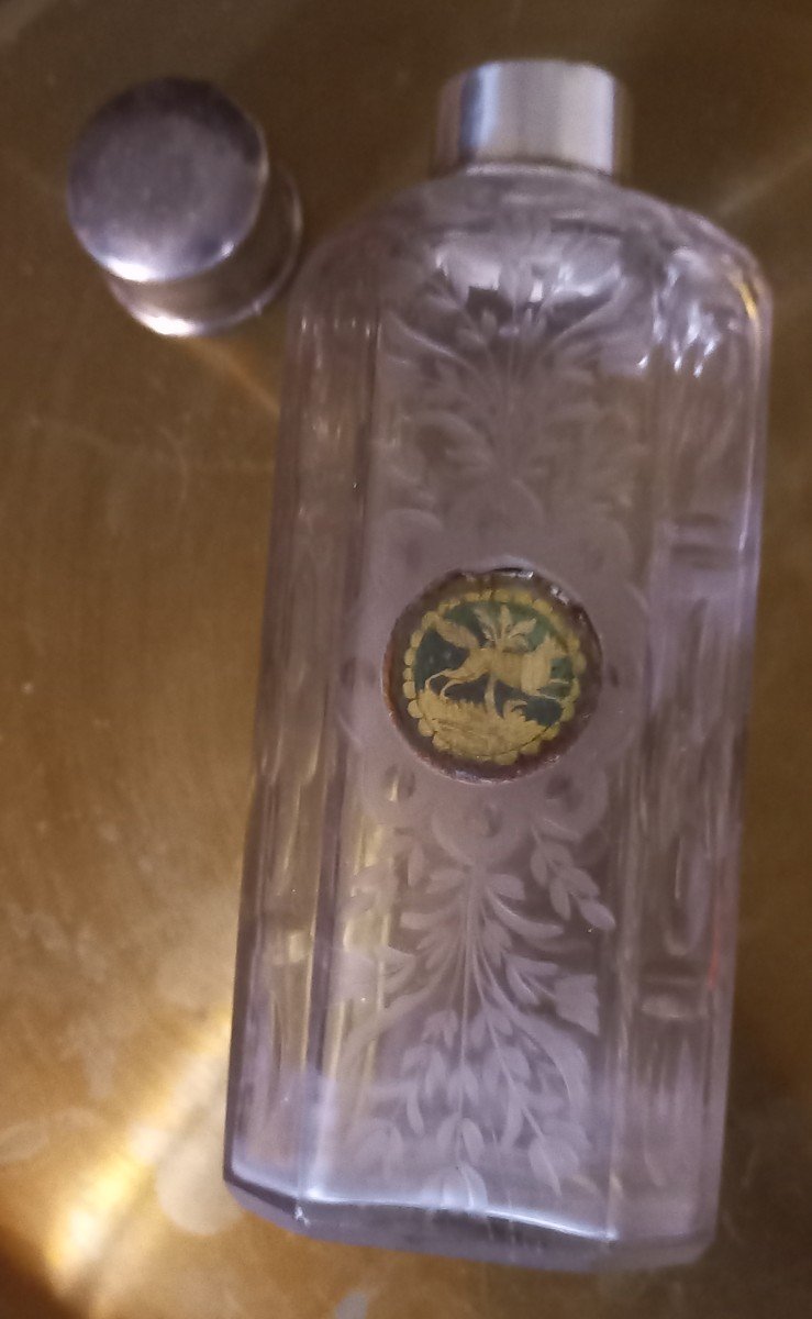 Glass Bottle  With 2 Eglomisés Medalions-photo-2