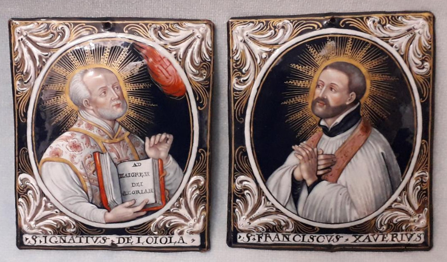 Ignace de Loyola et François-Xavier, émail peint, Limoges 