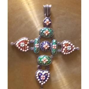 Gilt Silver Cross With Bresse Enamels