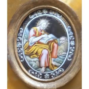 Painted Enamalled From Limoges: Saint Marc  Evangelist