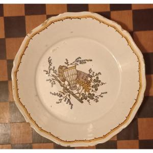 Earthenware Plate With Agricultural Decor