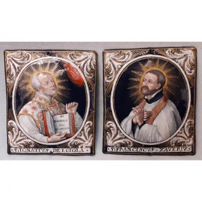 Ignace de Loyola et François-Xavier, émail peint, Limoges 