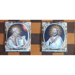 A Pair Of Painted Enamalled Plaques By Jacques Laudin, Limoges