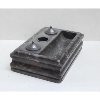 Grey Marble Louis 14th Inkwell 