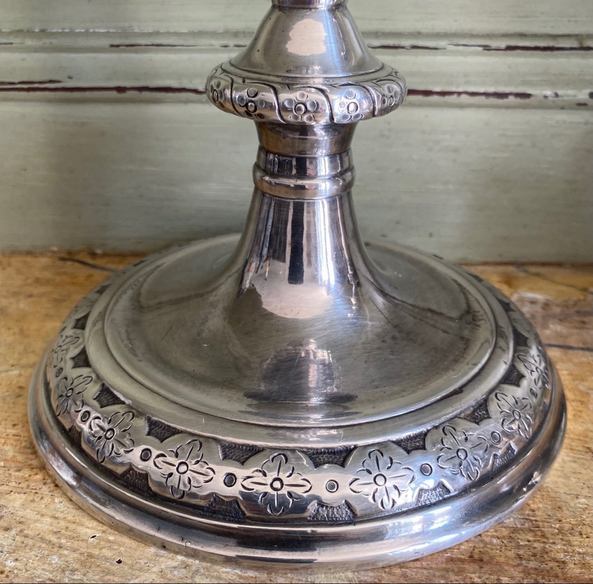 Pair Of Candlesticks, Candlesticks, Bronze, Plated, Silver, Louis XIV-photo-3