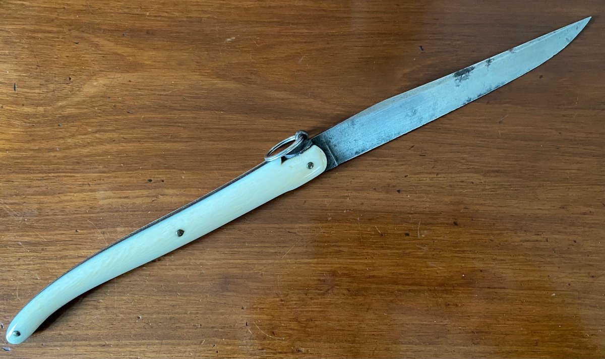 Exceptional, Large Knife, Laguiole, Calmels, Silver Medal, 19th Century-photo-1