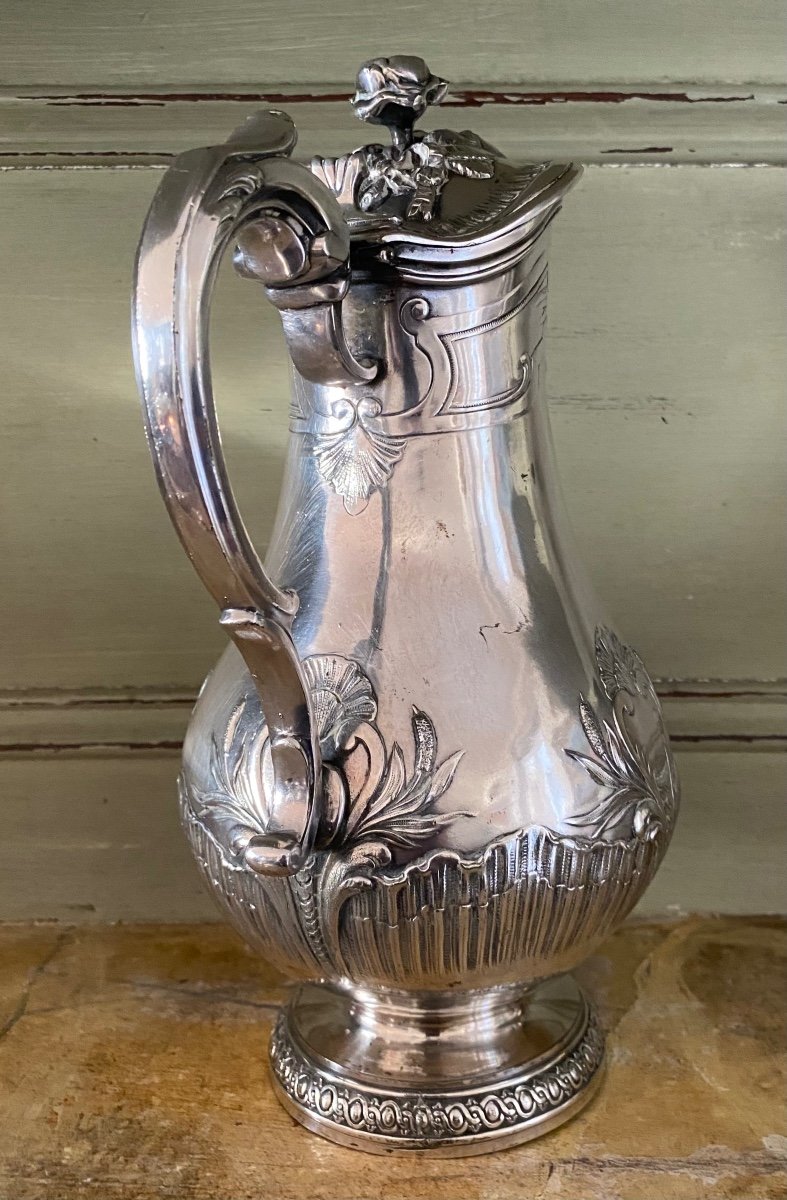 Ewer, Water Pot, Silver Metal, Gallia, Christofle, Louis XV Style-photo-4