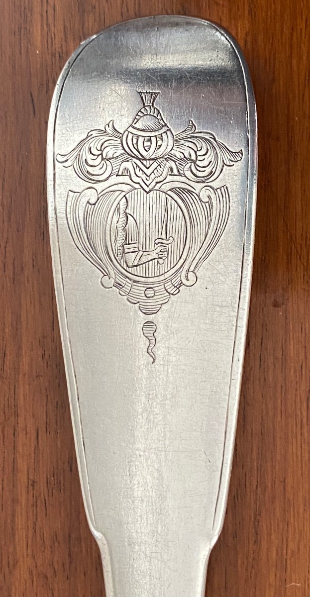 Grenoble, Stewing Spoon, Silver, Coat Of Arms, 1748-photo-3