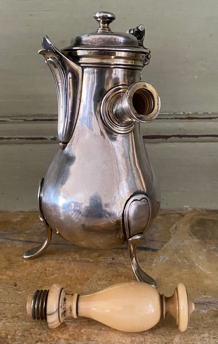 Egoïste, Jug, Coffee Pot, Silver, Coat Of Arms, Paris 1777-photo-3