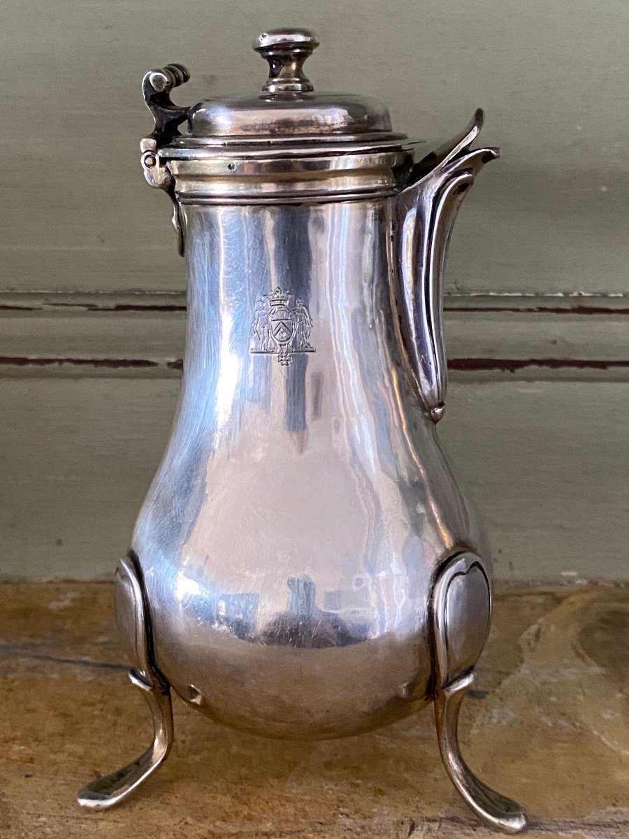 Egoïste, Jug, Coffee Pot, Silver, Coat Of Arms, Paris 1777-photo-4