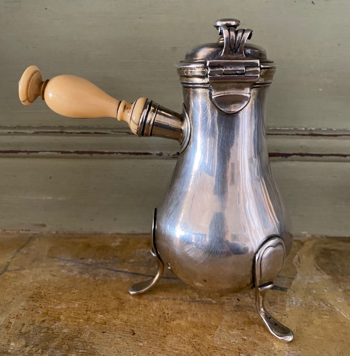 Egoïste, Jug, Coffee Pot, Silver, Coat Of Arms, Paris 1777-photo-1