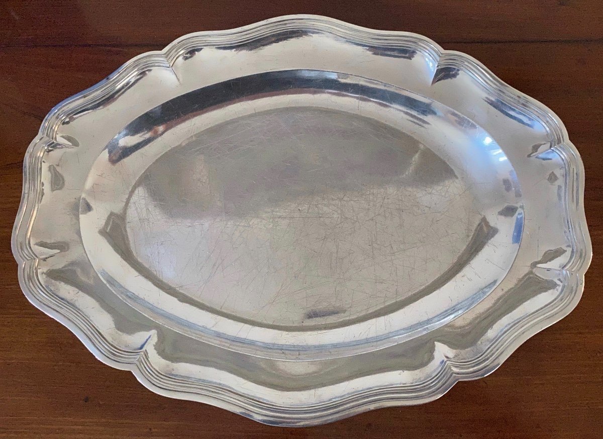 Versailles, Large, Oval Dish, Silver, Contour Fillets, 1775-80