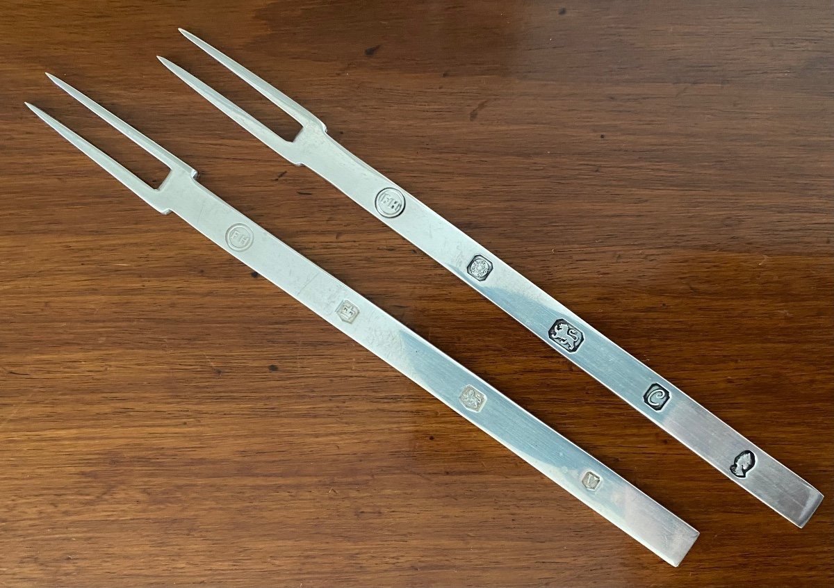 Meat Skewers, Forks, Silver, England, London