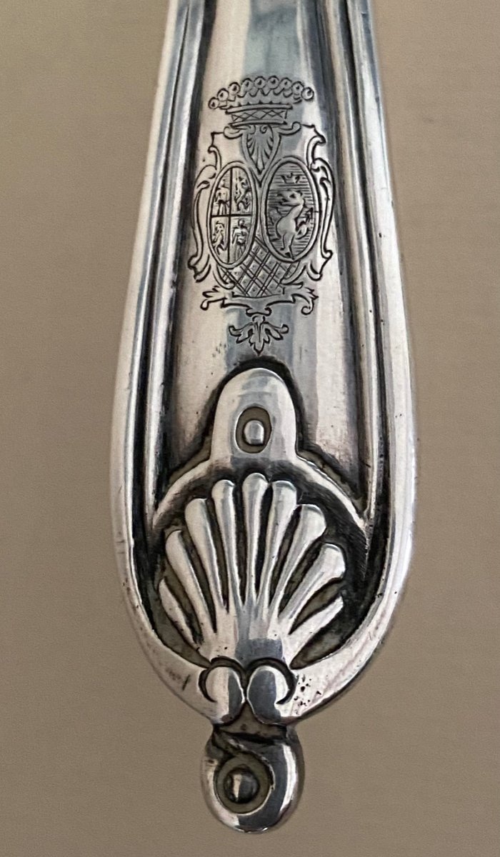 Hand Candle Holder, Silver, Coat Of Arms, 18th Century Style