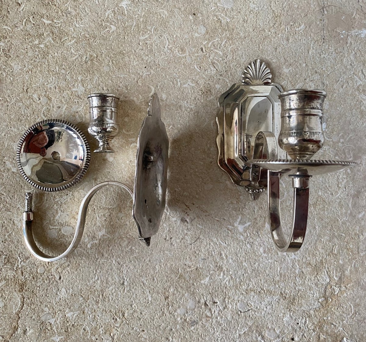 Pair Of Wall Lights, Silvered Bronze, Louis XIV Style-photo-2