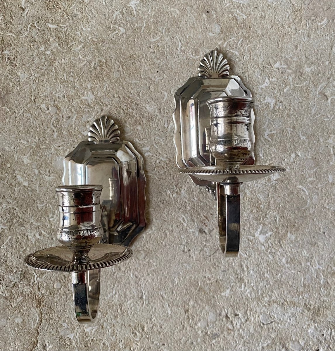 Pair Of Wall Lights, Silvered Bronze, Louis XIV Style-photo-3