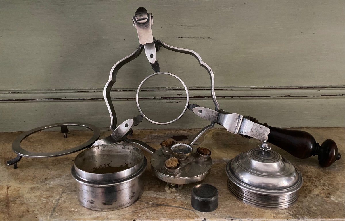 Alcohol Stove, Wine Spirit Stove, Plated Metal, Silver, 18th Century-photo-4