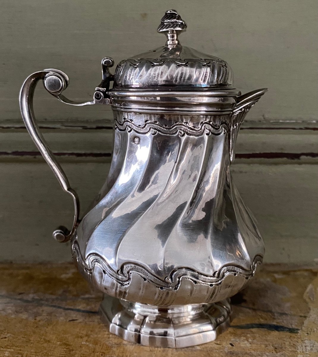 Mustard Pot, Creamer, Silver, Twisted Ribs, Paris, 18th Century-photo-1