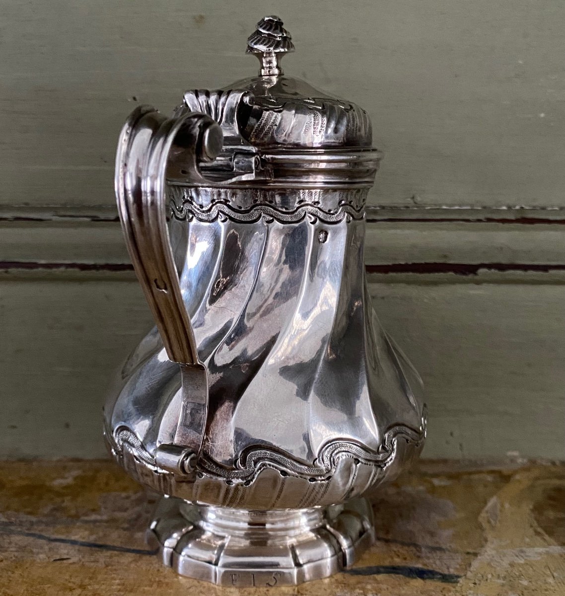 Mustard Pot, Creamer, Silver, Twisted Ribs, Paris, 18th Century-photo-2