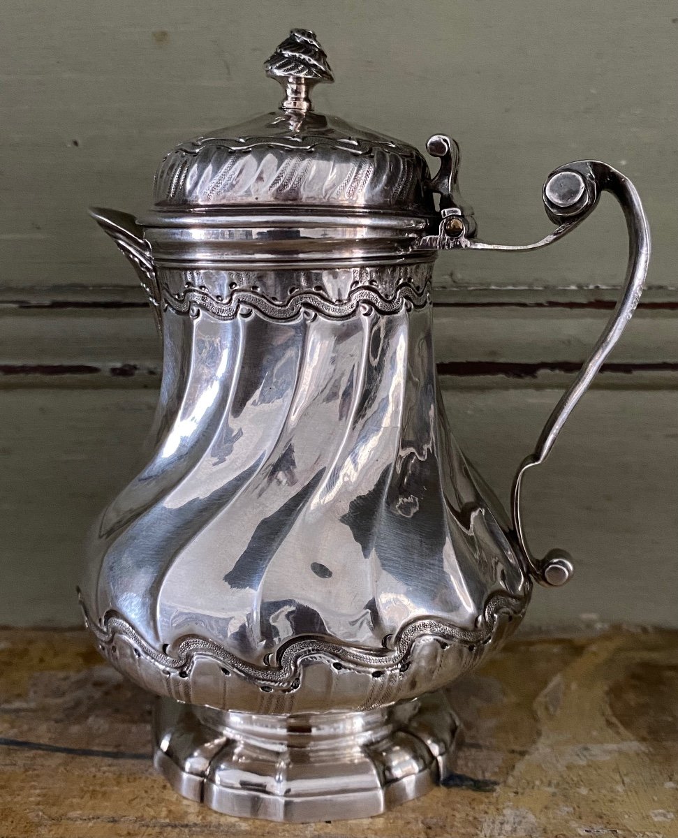 Mustard Pot, Creamer, Silver, Twisted Ribs, Paris, 18th Century-photo-3