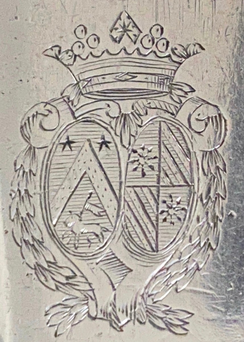 Stew Spoon, Shell Fillets, Silver, Coat Of Arms, Paris, XVIIIth