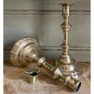 Pair Of Torches, Candlesticks, Bronze, 18th Century