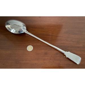 Pot Spoon, Rat Tail, Silver Plated Metal, Louis XIV